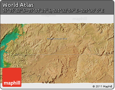 Satellite 3D Map of the Area around 15° 58' 32" S, 125° 1' 30" E