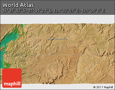 Satellite 3D Map of the Area around 15° 58' 32" S, 125° 1' 30" E