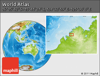 Physical Location Map of the Area around 15° 58' 32" S, 125° 1' 30" E