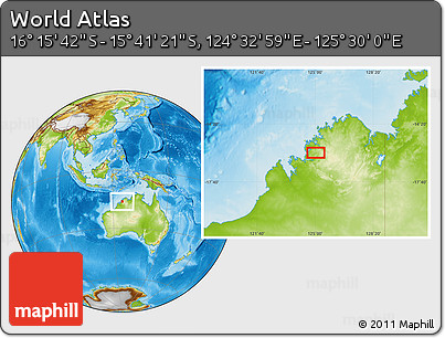 Physical Location Map of the Area around 15° 58' 32" S, 125° 1' 30" E