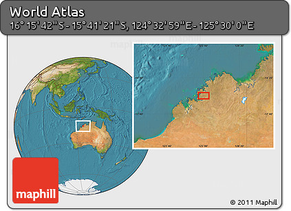 Satellite Location Map of the Area around 15° 58' 32" S, 125° 1' 30" E