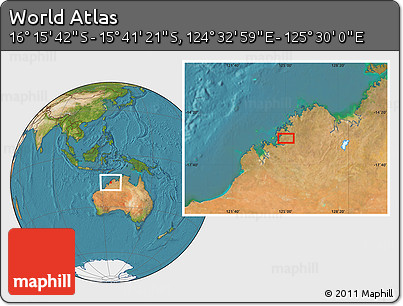 Satellite Location Map of the Area around 15° 58' 32" S, 125° 1' 30" E