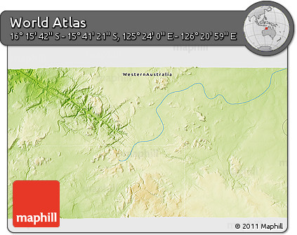 Physical 3D Map of the Area around 15° 58' 32" S, 125° 52' 30" E