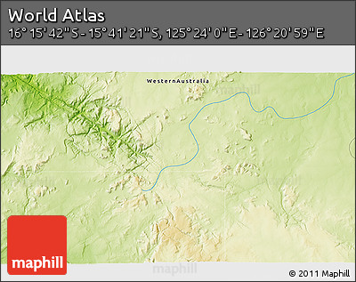 Physical 3D Map of the Area around 15° 58' 32" S, 125° 52' 30" E