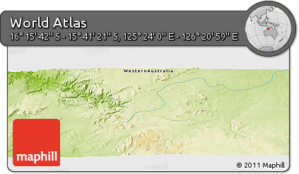 Physical Panoramic Map of the Area around 15° 58' 32" S, 125° 52' 30" E