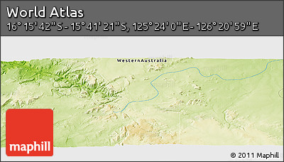 Physical Panoramic Map of the Area around 15° 58' 32" S, 125° 52' 30" E