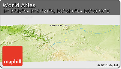 Physical Panoramic Map of the Area around 15° 58' 32" S, 125° 52' 30" E