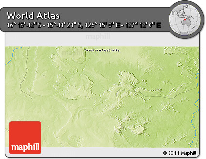 Physical 3D Map of the Area around 15° 58' 32" S, 126° 43' 29" E