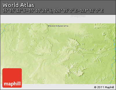 Physical 3D Map of the Area around 15° 58' 32" S, 126° 43' 29" E