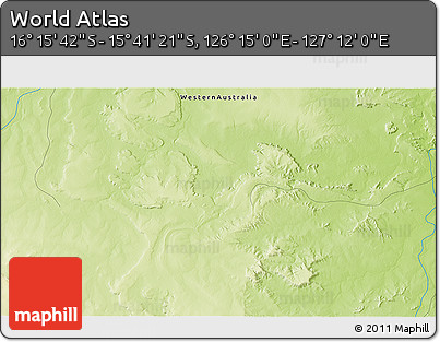 Physical 3D Map of the Area around 15° 58' 32" S, 126° 43' 29" E