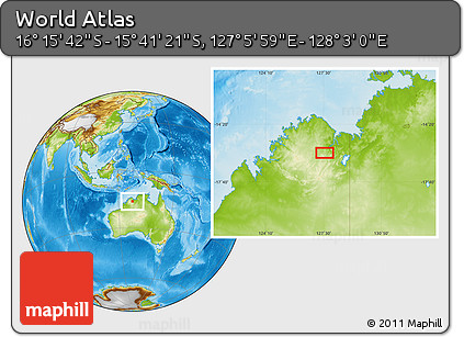 Physical Location Map of the Area around 15° 58' 32" S, 127° 34' 30" E