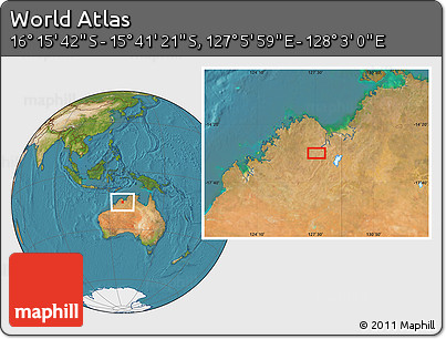 Satellite Location Map of the Area around 15° 58' 32" S, 127° 34' 30" E