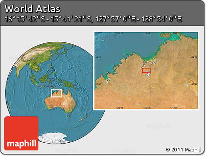 Satellite Location Map of the Area around 15° 58' 32" S, 128° 25' 30" E