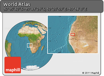 Satellite Location Map of the Area around 15° 58' 32" S, 12° 49' 29" E