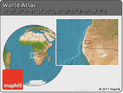 Satellite Location Map of the Area around 15° 58' 32" S, 12° 49' 29" E