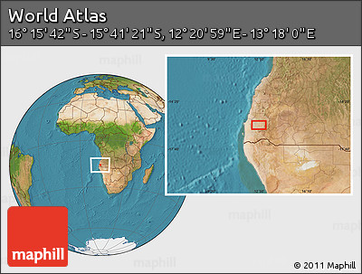 Satellite Location Map of the Area around 15° 58' 32" S, 12° 49' 29" E