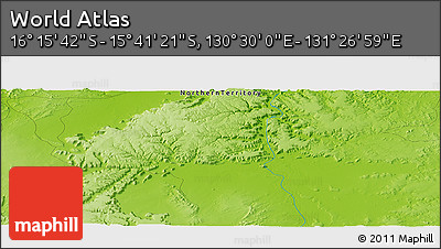 Physical Panoramic Map of the Area around 15° 58' 32" S, 130° 58' 29" E