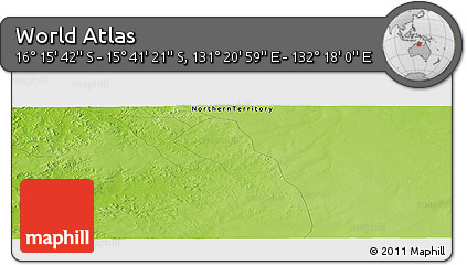 Physical Panoramic Map of the Area around 15° 58' 32" S, 131° 49' 29" E
