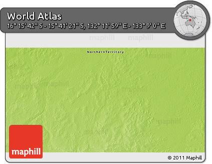 Physical 3D Map of the Area around 15° 58' 32" S, 132° 40' 30" E