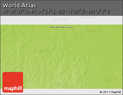 Physical 3D Map of the Area around 15° 58' 32" S, 132° 40' 30" E