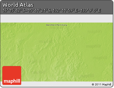 Physical 3D Map of the Area around 15° 58' 32" S, 132° 40' 30" E