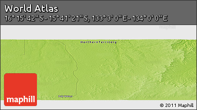 Physical Panoramic Map of the Area around 15° 58' 32" S, 133° 31' 30" E