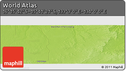 Physical Panoramic Map of the Area around 15° 58' 32" S, 133° 31' 30" E