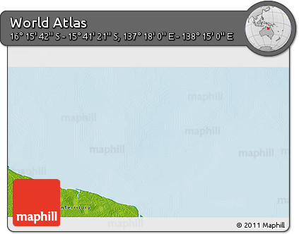 Physical 3D Map of the Area around 15° 58' 32" S, 137° 46' 30" E
