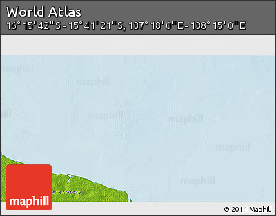 Physical 3D Map of the Area around 15° 58' 32" S, 137° 46' 30" E