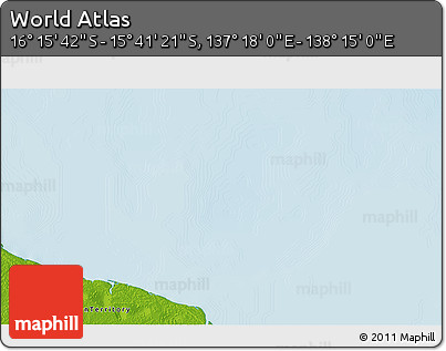 Physical 3D Map of the Area around 15° 58' 32" S, 137° 46' 30" E