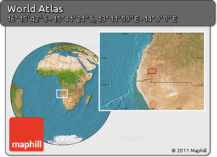 Satellite Location Map of the Area around 15° 58' 32" S, 13° 40' 30" E