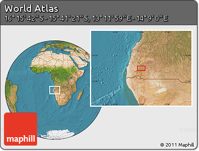 Satellite Location Map of the Area around 15° 58' 32" S, 13° 40' 30" E