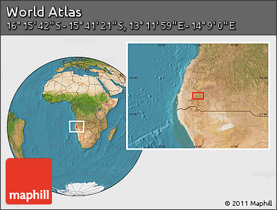 Satellite Location Map of the Area around 15° 58' 32" S, 13° 40' 30" E