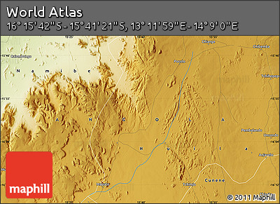 Physical Map of the Area around 15° 58' 32" S, 13° 40' 30" E