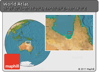 Satellite Location Map of the Area around 15° 58' 32" S, 140° 19' 29" E