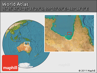 Satellite Location Map of the Area around 15° 58' 32" S, 140° 19' 29" E