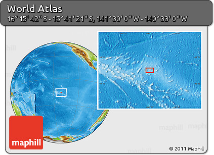 Physical Location Map of the Area around 15° 58' 32" S, 141° 1' 30" W