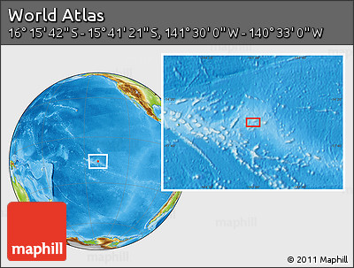 Physical Location Map of the Area around 15° 58' 32" S, 141° 1' 30" W