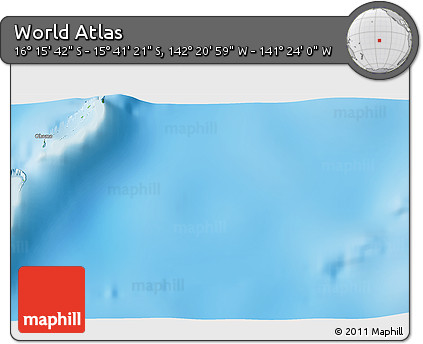 Physical 3D Map of the Area around 15° 58' 32" S, 141° 52' 30" W