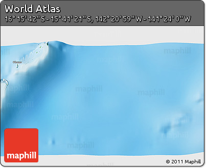 Physical 3D Map of the Area around 15° 58' 32" S, 141° 52' 30" W