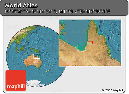 Satellite Location Map of the Area around 15° 58' 32" S, 142° 1' 30" E