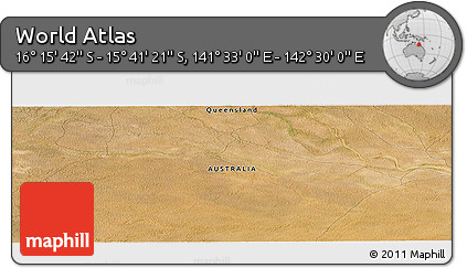 Satellite Panoramic Map of the Area around 15° 58' 32" S, 142° 1' 30" E