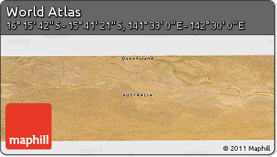 Satellite Panoramic Map of the Area around 15° 58' 32" S, 142° 1' 30" E
