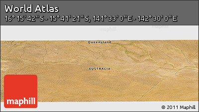 Satellite Panoramic Map of the Area around 15° 58' 32" S, 142° 1' 30" E