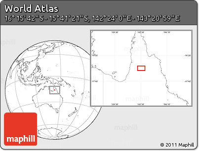 Blank Location Map of the Area around 15° 58' 32" S, 142° 52' 30" E