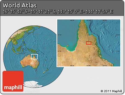 Satellite Location Map of the Area around 15° 58' 32" S, 143° 43' 29" E