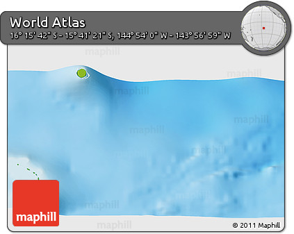 Physical 3D Map of the Area around 15° 58' 32" S, 144° 25' 30" W