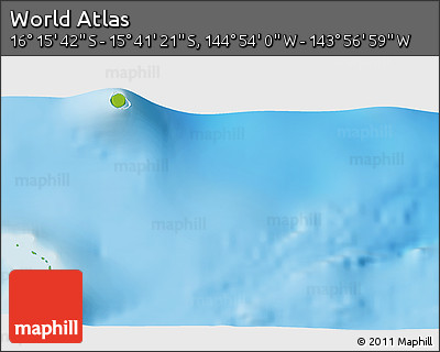 Physical 3D Map of the Area around 15° 58' 32" S, 144° 25' 30" W