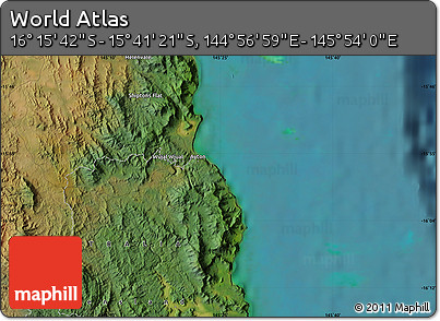 Satellite Map of the Area around 15° 58' 32" S, 145° 25' 30" E