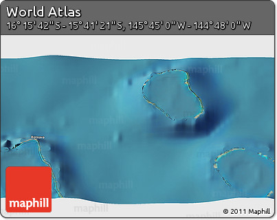Satellite 3D Map of the Area around 15° 58' 32" S, 145° 16' 30" W